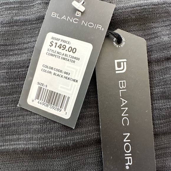 NWT Blanc Noir Compete V-Neck Mixed Knit Pullover - Picture 3 of 6